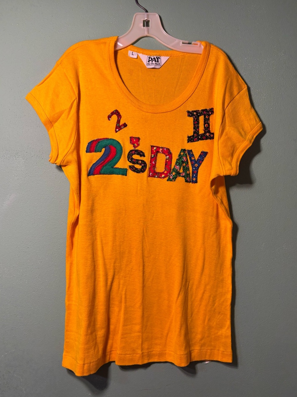 Vintage 1970’s Woman’s Yellow Appliqué T-Shirt NOS